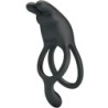 Seth Dobbelt Vibrerende Penisring Rabbit 7 Vibrationer Sort
