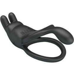 Seth Dobbelt Vibrerende Penisring Rabbit 7 Vibrationer Sort