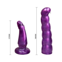 Moteriški violetiniai analiniai ir vaginaliniai diržai G taškas 17 cm