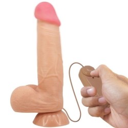 Sliding Skin Series Realistisk Dildo Med Sugpropp Glidande Hud Fjärrkontroll Naturlig 21.8 Cm