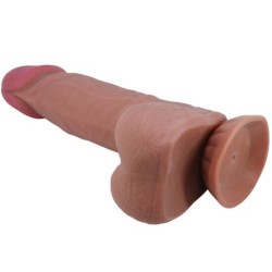 Dildo Realistic din Seria Sliding Skin Cu Ventuză Piele Glisantă Brunet 21.8 Cm