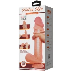 Dildo Realistic din Seria Sliding Skin Cu Ventuză Piele Alunecătoare Brunet 26 Cm