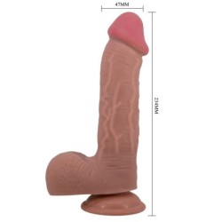Sliding Skin Series Realistisk Dildo Med Sugpropp Glidande Hud Mulatt 23.4 Cm