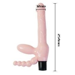 Ham Fără Curea Tpr Cu Vibrații Și Stimulare Anală 25.4 Cm