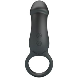 Trae Anell Vibrador Amb Estimulador Negre