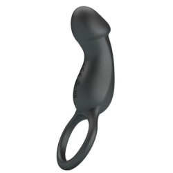 Trae Inel Vibrator cu Stimulator Negru