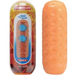 Twin Balls Manlig Onani Apparat Orange