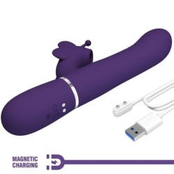 Fialový multifunkční vibrátor Rabbit 4 v 1 Motýl
