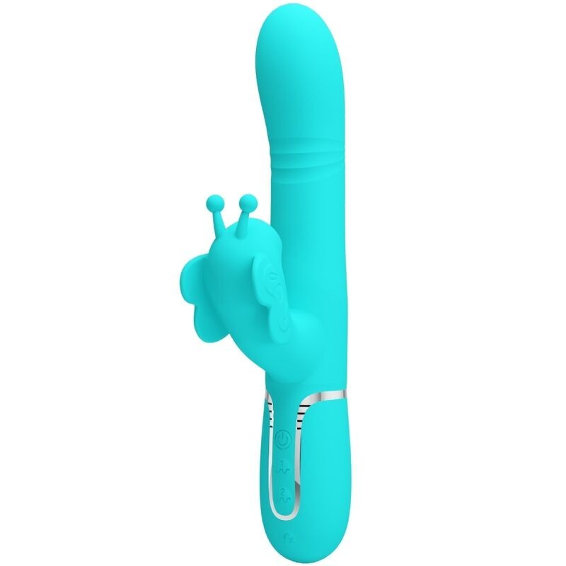 Vibrador Rabbit Multifunção 4 Em 1 Borboleta Verde Água