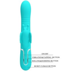 Vibrador Rabbit Multifunção 4 Em 1 Borboleta Verde Água