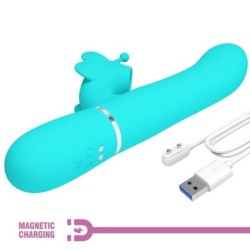 Multifunction 4-In-1 Rabbit Vibrator - Teal Butterfly