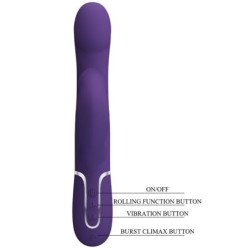 Zalin Rabbit Vibrators ar pērlītēm 4 vienā, violetā krāsā