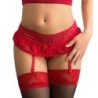 Jarretelgordel en String met Rode Bloemenprint S/M