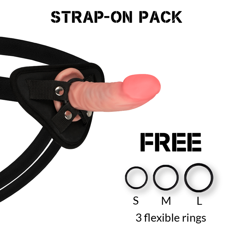 Postroj + Realistické dildo Tiger s duální hustotou 14 cm -O- 4,46 cm