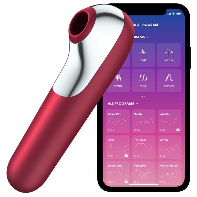 Dual Love Vibrator en Zuiger met Pulserende Lucht Rood