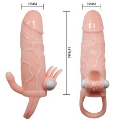 Brave Man Penis Sleeve Anal Och Klitoris Vibrator 16.5 Cm Natural