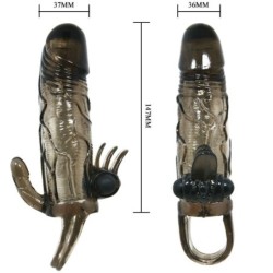 Brave Man Nakładka na Penisa Anal i Łechtaczkę Wibrator 16.5 Cm Czarny