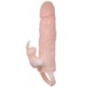 Brave Man Capa para Pénis Com Rabbit Vibrador 16.5 Cm Natural