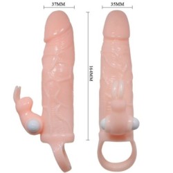 Brave Man Capa para Pénis Com Rabbit Vibrador 16.5 Cm Natural