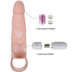 Brave Man Funda Pene Con Rabbit Vibrador 16.5 Cm Natural