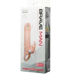 Brave Man Puzdro na Penis s Králičkovým Vibrátorom 16.5 Cm Natural