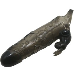 Brave Man Capa Realística Pénis Com Rabbit 16.5 Cm Preto