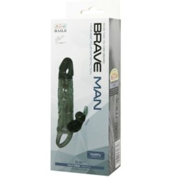Brave Man Capa Realística Pénis Com Rabbit 16.5 Cm Preto