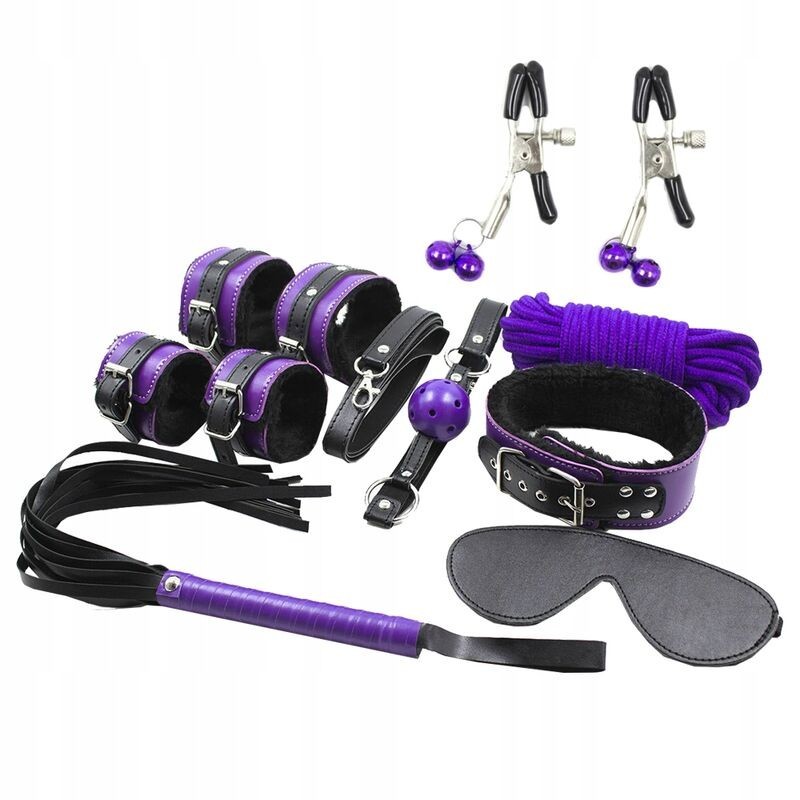 Bdsm Set 8 Delar Lila / Svart Bdsm Set 8 Delar Lila / Svart