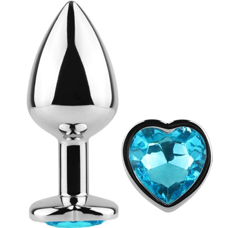 Metalen Butt Plug Hart Blauw Maat S 7 Cm