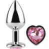 Metal Butt Plug Cuore Fucsia Taglia S 7 Cm