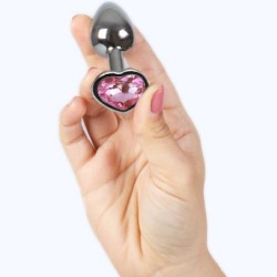 Metalen Butt Plug Hart Fuchsia Maat S 7 Cm