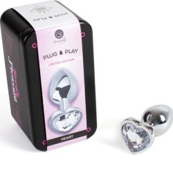 Plug Anal Métal Coeur Transparent Taille S 7 Cm