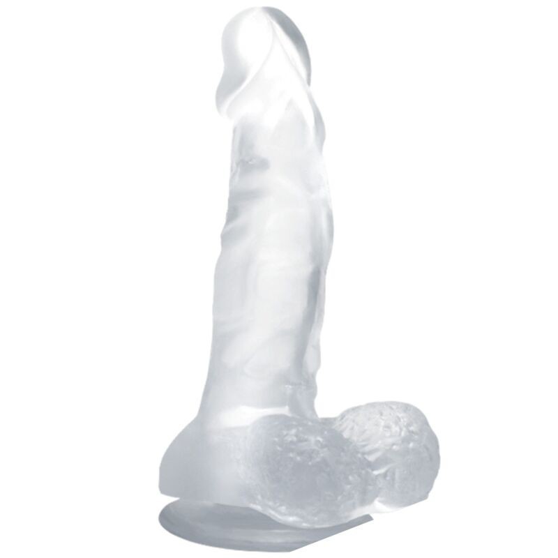 Dildo Realista Com Ventosa e Testículos 16.7 Cm Transparente