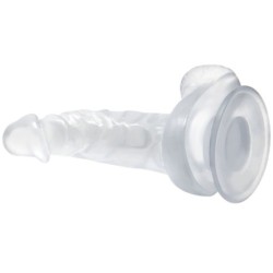 Dildo Realista Com Ventosa e Testículos 16.7 Cm Transparente