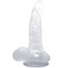 Realistické dildo s přísavkou a varlaty 16,7 cm transparentní