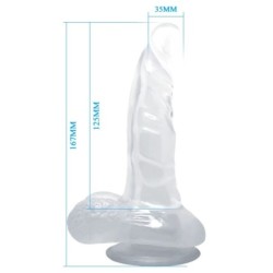 Dildo Realista Com Ventosa e Testículos 16.7 Cm Transparente