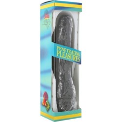 Vinil P-Shape Vibrátor Černý Penis 20 Cm