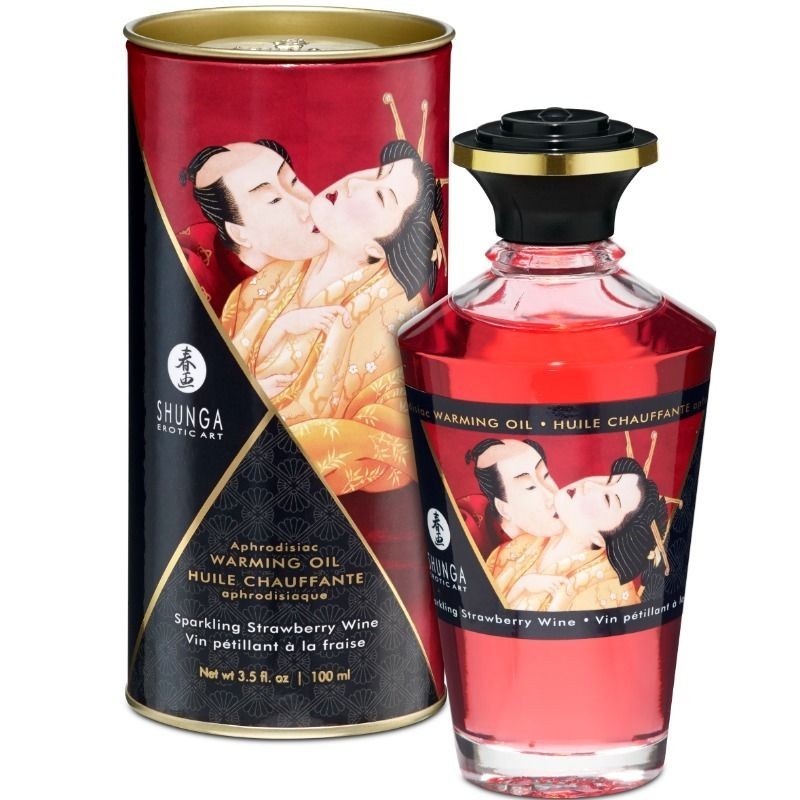 Ulei de Masaj Efect Termic Căpșuni și Șampanie 100 Ml