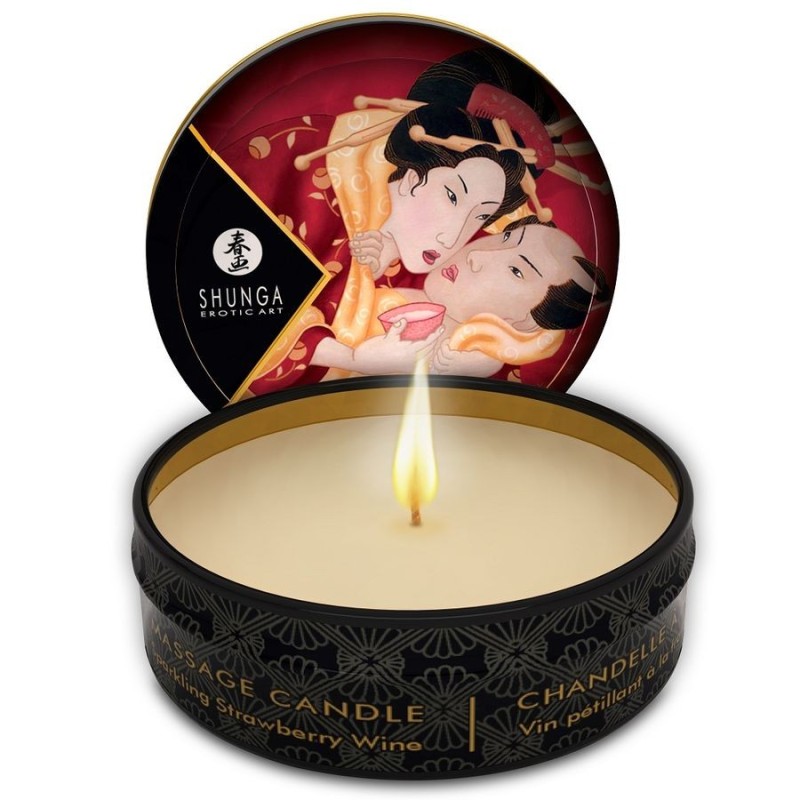 Mini Caress By Candelight Lumânare de Masaj Căpșuni și Șampanie 30 Ml