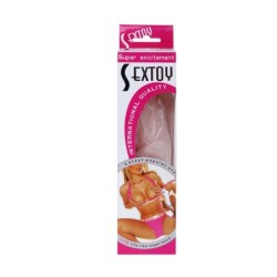 Realistiškas 19 cm odos pojūčio silikoninis dildo, spalva parenkama atsitiktinai.