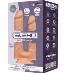 Model 1 Realistický Penis Dvojitá Penetrácia Vibrátor Silikón Premium Silexpan 17.5 / 19.5 Cm