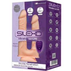 Modelul 1 Penis Realistic Dublă Penetrație Vibrator Silicon Premium Silexpan Telecomandă 17.5 / 19.5 Cm