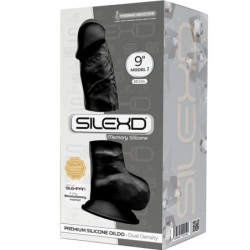 Modell 1 Realistisk Penis Premium Silikon Silexpan Svart 23 Cm