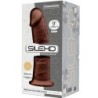 Modelis 2 Realistiškas varpos formos premium silikoninis Silexpan rudos spalvos dildo 23 cm