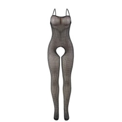 951726 Bodystocking Crotchless De Malha Elástica Preto Tamanho Único