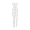 951740 Bodystocking Crotchless De Rejilla Con Lazos Blanco Talla Única