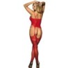 951764 Bodystocking A Rete Rosso Taglia Unica