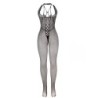 951788 Bodystocking Langt Net Undertøj Stropper På Bryst Og Ryg Sort One Size