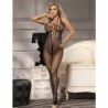 951788 Bodystocking Langt Net Undertøj Stropper På Bryst Og Ryg Sort One Size