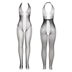 951832 Bodystocking Avoselkäinen ja Ristikkäiset Yksityiskohdat Musta Yksi Koko